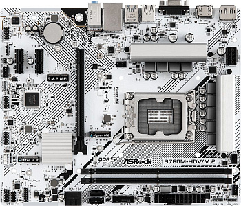 Материнская плата Asrock B760M-HDV/M.2 Soc-1700 Intel B760 2xDDR5 mATX AC`97 8ch(7.1) 2.5Gg RAID+VGA+HDMI+DP