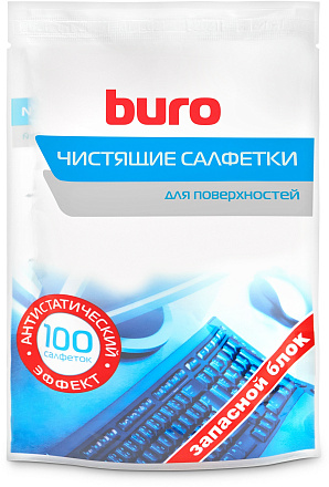 Салфетки Buro BU-Zsurface для поверхностей мягкая упаковка 100шт влажных