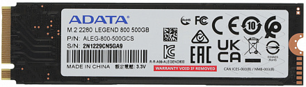 Накопитель SSD A-Data PCIe 4.0 x4 500GB ALEG-800-500GCS Legend 800 M.2 2280