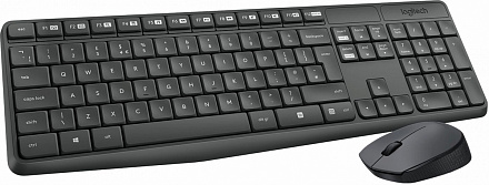 Клавиатура + мышь Logitech MK235 клав:серый мышь:серый/черный USB беспроводная Multimedia (920-007931)