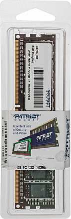 Память DDR3 4Gb 1600MHz Patriot PSD34G16002 RTL PC3-12800 CL11 DIMM 240-pin 1.5В dual rank Ret