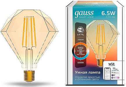 Умная лампа Gauss IoT Smart Home E27 6.5Вт 720lm Wi-Fi (упак.:1шт) (1370112)