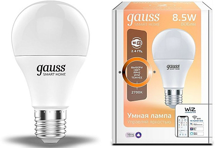 Умная лампа Gauss IoT Smart Home E27 8.5Вт 806lm Wi-Fi (упак.:1шт) (1050112)